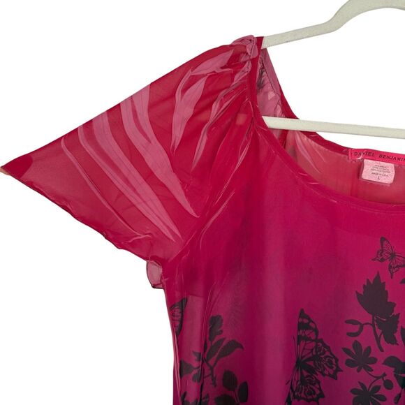 Daniel Benjamin Sheer Tunic Butterfly Blouse Fairy Y2K Sheer Womens Size Large - Picture 2 of 6